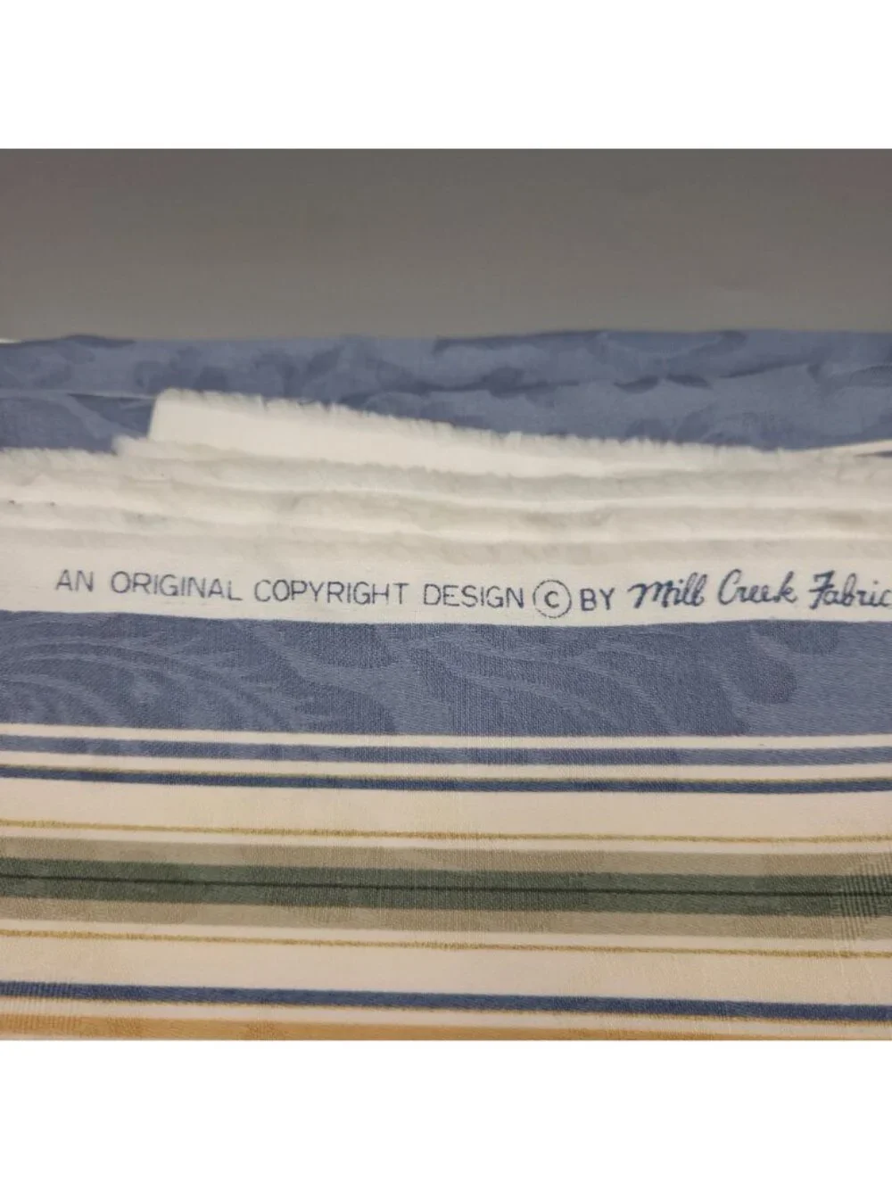 Mill Creek Fabrics Zepel Striped Jacquard Upholstery Fabric Blue Gold 8 Yds 55